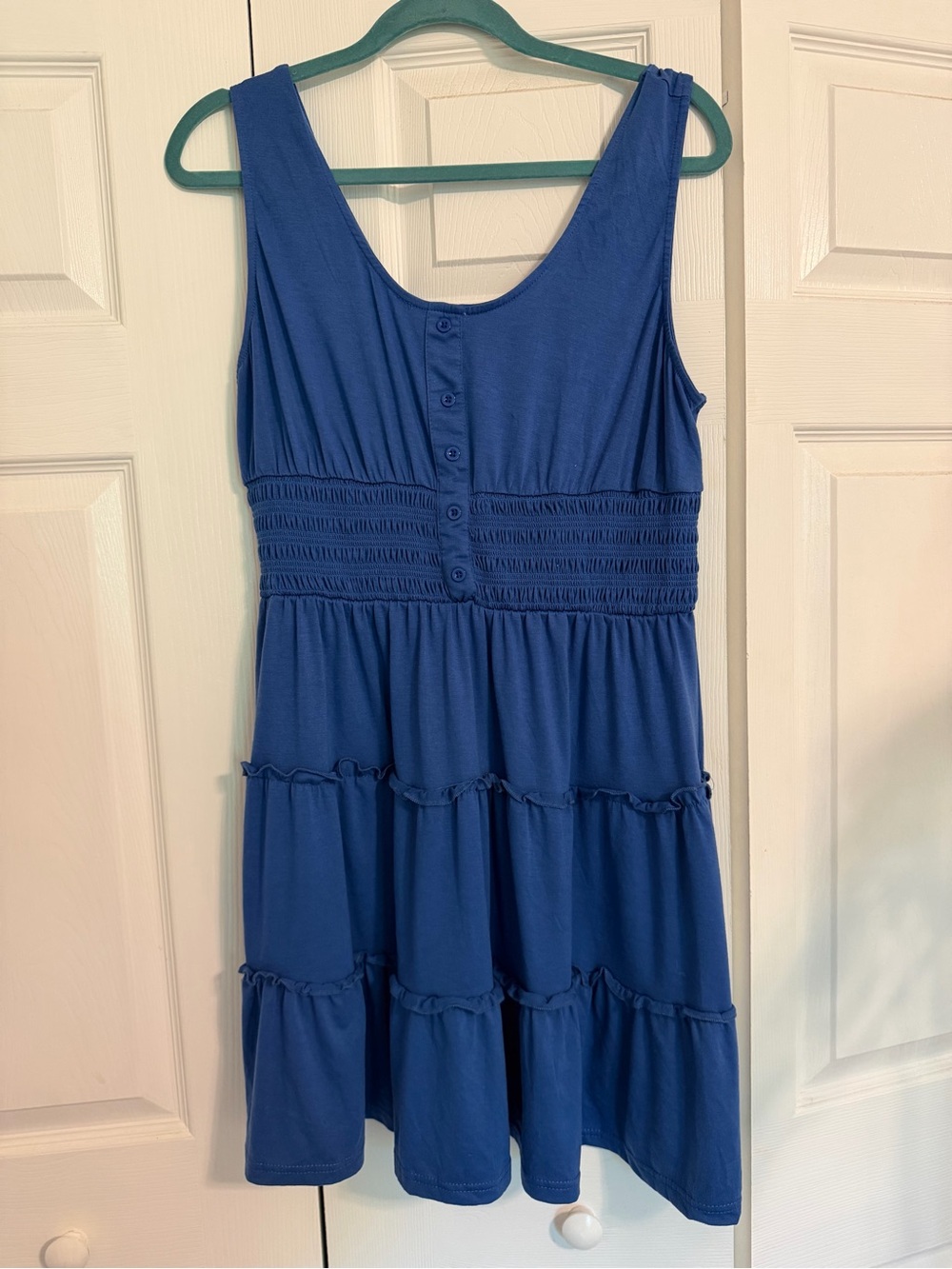 Sleeveless Ruffled Scoop Neck Dress in Royal Blue